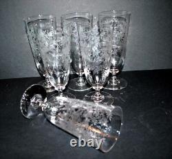 PORTIEUX Lot 6 Verres à bière anciens Bocks Gravure chimique craquelée Lydie