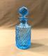 PORTIEUX ancien flacon à parfum ART DECO en cristal bleu 20 cm no Baccarat Nancy