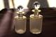 Paire 2 beaux anciens flacons à parfum en cristal givré de St Louis réhaussés or