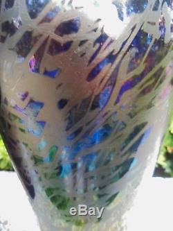 Paire Anciens Vases Verre Irise Loetz Kralik Art Glass Autriche Dn449