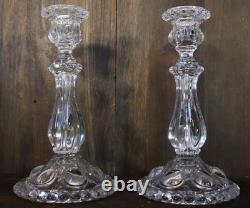 Paire de Bougeoirs Anciens Flambeau en Cristal de Baccarat Modèle Médallion XIXè