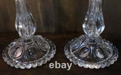 Paire de Bougeoirs Anciens Flambeau en Cristal de Baccarat Modèle Médallion XIXè