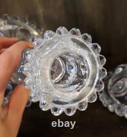 Paire de Bougeoirs Anciens Flambeau en Cristal de Baccarat Modèle Médallion XIXè