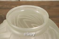 Paire de Vase Ancien en Verre Moulé Pressé Satiné Art Déco Géometrique c1930