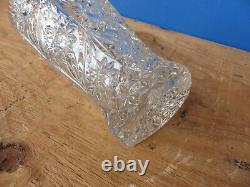 Paire de vases à fleurs anciens en verre sculpté cristal vintage années 1950