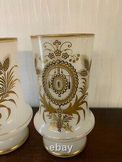 Paire de vases en opaline ancienne en cristal de Baccarat