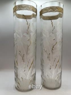 Paire de vases rouleaux en Baccarat ancien ART DECO