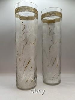Paire de vases rouleaux en Baccarat ancien ART DECO