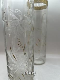 Paire de vases rouleaux en Baccarat ancien ART DECO