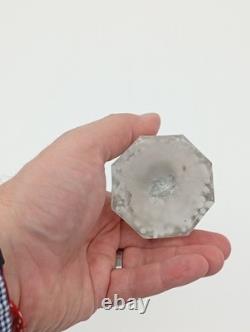 Presse-Papier Sulfure Ancien Verre Facetté Inclusions Blanc France XIXème Siècle