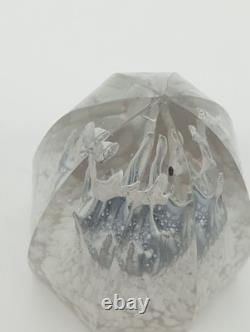 Presse-Papier Sulfure Ancien Verre Facetté Inclusions Blanc France XIXème Siècle
