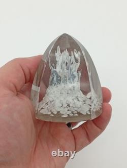 Presse-Papier Sulfure Ancien Verre Facetté Inclusions Blanc France XIXème Siècle