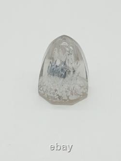 Presse-Papier Sulfure Ancien Verre Facetté Inclusions Blanc France XIXème Siècle