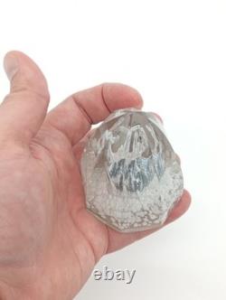 Presse-Papier Sulfure Ancien Verre Facetté Inclusions Blanc France XIXème Siècle