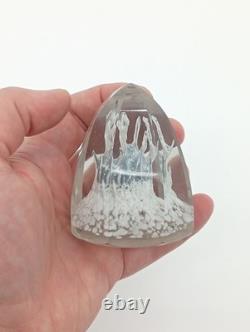 Presse-Papier Sulfure Ancien Verre Facetté Inclusions Blanc France XIXème Siècle