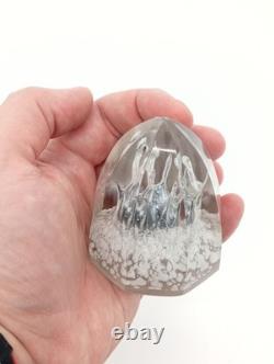 Presse-Papier Sulfure Ancien Verre Facetté Inclusions Blanc France XIXème Siècle
