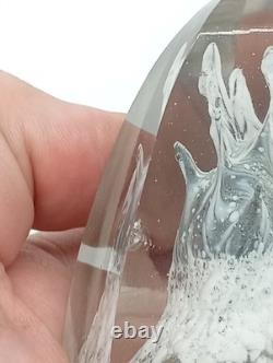 Presse-Papier Sulfure Ancien Verre Facetté Inclusions Blanc France XIXème Siècle