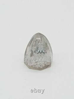Presse-Papier Sulfure Ancien Verre Facetté Inclusions Blanc France XIXème Siècle