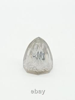 Presse-Papier Sulfure Ancien Verre Facetté Inclusions Blanc France XIXème Siècle