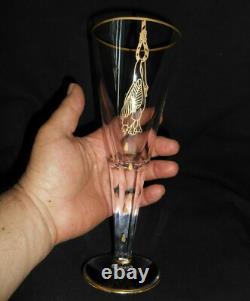 RARE ANCIEN VERRE à PIED CRISTAL SAINT LOUIS OIE PENDUE LARMES ART POPULAIRE