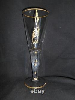 RARE ANCIEN VERRE à PIED CRISTAL SAINT LOUIS OIE PENDUE LARMES ART POPULAIRE