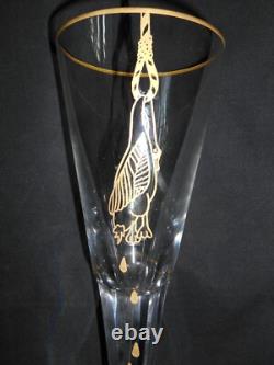 RARE ANCIEN VERRE à PIED CRISTAL SAINT LOUIS OIE PENDUE LARMES ART POPULAIRE