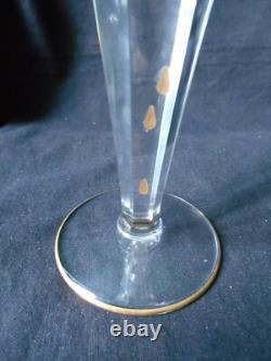 RARE ANCIEN VERRE à PIED CRISTAL SAINT LOUIS OIE PENDUE LARMES ART POPULAIRE