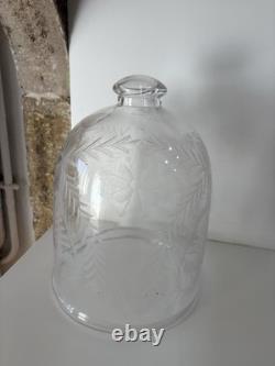 RARE TRÈS GRANDE ET ANCIENNE CLOCHE EN CRISTAL CISELÉ FROMAGE DESSERT XIXeme