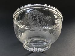 RARE ancien GRAND BOL COUPE CRISTAL signé DELVAUX décor gravé CHINOIS OISEAUX