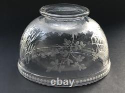 RARE ancien GRAND BOL COUPE CRISTAL signé DELVAUX décor gravé CHINOIS OISEAUX
