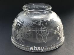 RARE ancien GRAND BOL COUPE CRISTAL signé DELVAUX décor gravé CHINOIS OISEAUX
