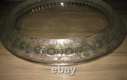 R. Lalique Ancien centre de table coupe cristal Floral signé 33cm