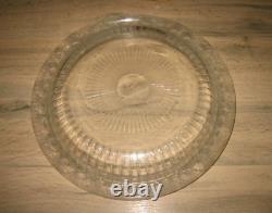 R. Lalique Ancien centre de table coupe cristal Floral signé 33cm