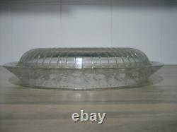 R. Lalique Ancien centre de table coupe cristal Floral signé 33cm