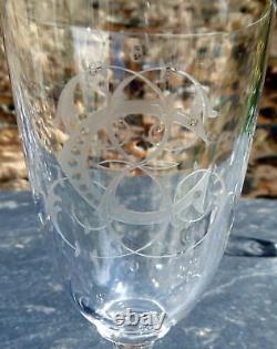 Rare 8 verres anciens à pied monogrammés cristal 2 tailles vin & eau Baccarat