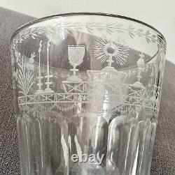 Rare Ancien Verre de Communion Cristal Facettés datée 1838 Époque 19? Charles X