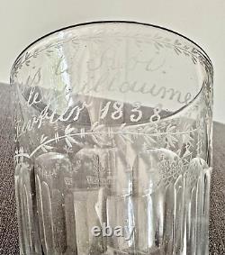Rare Ancien Verre de Communion Cristal Facettés datée 1838 Époque 19? Charles X