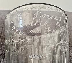 Rare Ancien Verre de Communion Cristal Facettés datée 1838 Époque 19? Charles X