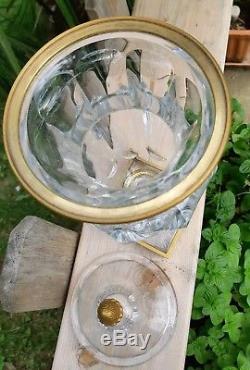 Rare Bonbonnière ou vase ancien en cristal de Baccarat signé et bronze doré