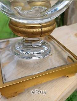 Rare Bonbonnière ou vase ancien en cristal de Baccarat signé et bronze doré