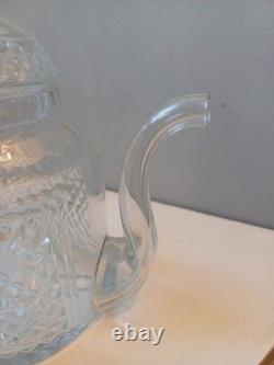 Rare Théière Cristal Soufflé Ancien Pointe De Diamant Baccarat St Louis Creusot