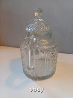 Rare Théière Cristal Soufflé Ancien Pointe De Diamant Baccarat St Louis Creusot