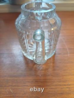 Rare Théière Cristal Soufflé Ancien Pointe De Diamant Baccarat St Louis Creusot
