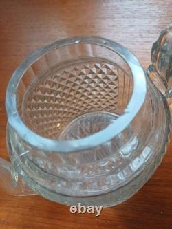 Rare Théière Cristal Soufflé Ancien Pointe De Diamant Baccarat St Louis Creusot