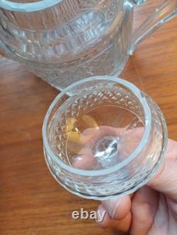 Rare Théière Cristal Soufflé Ancien Pointe De Diamant Baccarat St Louis Creusot