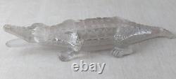 Rare ancien crocodile / alligator / bonbonnière, en cristal de Vallerysthal