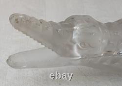 Rare ancien crocodile / alligator / bonbonnière, en cristal de Vallerysthal