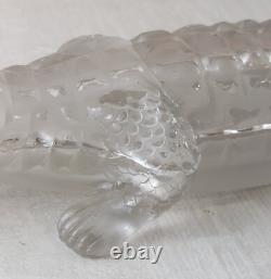 Rare ancien crocodile / alligator / bonbonnière, en cristal de Vallerysthal