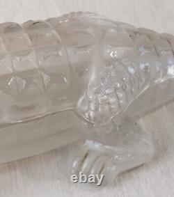 Rare ancien crocodile / alligator / bonbonnière, en cristal de Vallerysthal