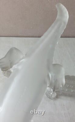 Rare ancien crocodile / alligator / bonbonnière, en cristal de Vallerysthal